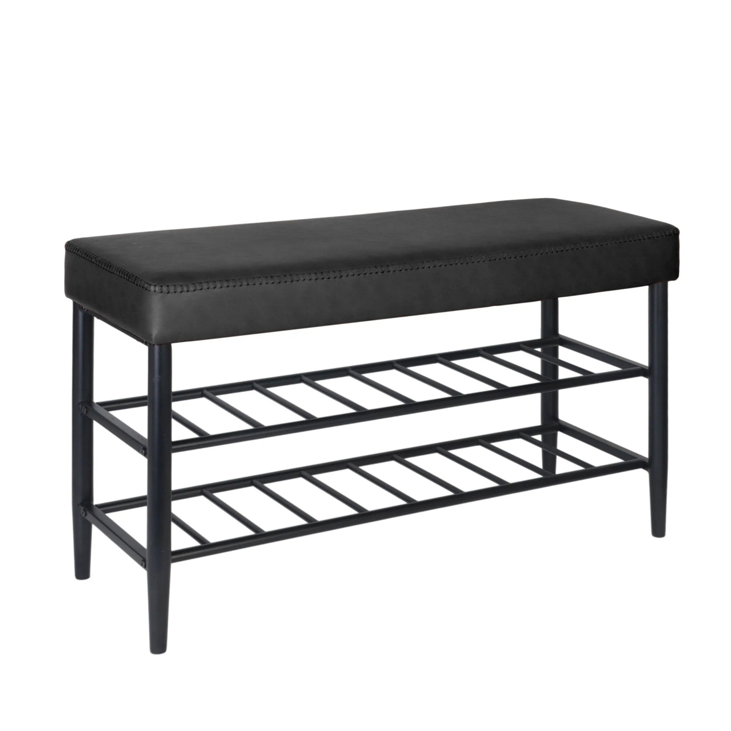 Relaxdays Schuhbank Eisen Schwarz 2 Ablagen 50 cm x 80 cm x 30 cm 6 kg