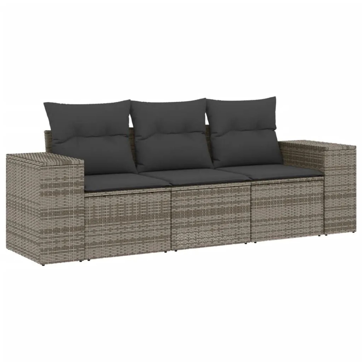 vidaXL 3-Tlg Garten-Sofagarnitur mit Kissen Grau Poly Rattan 3222259 günstig online kaufen
