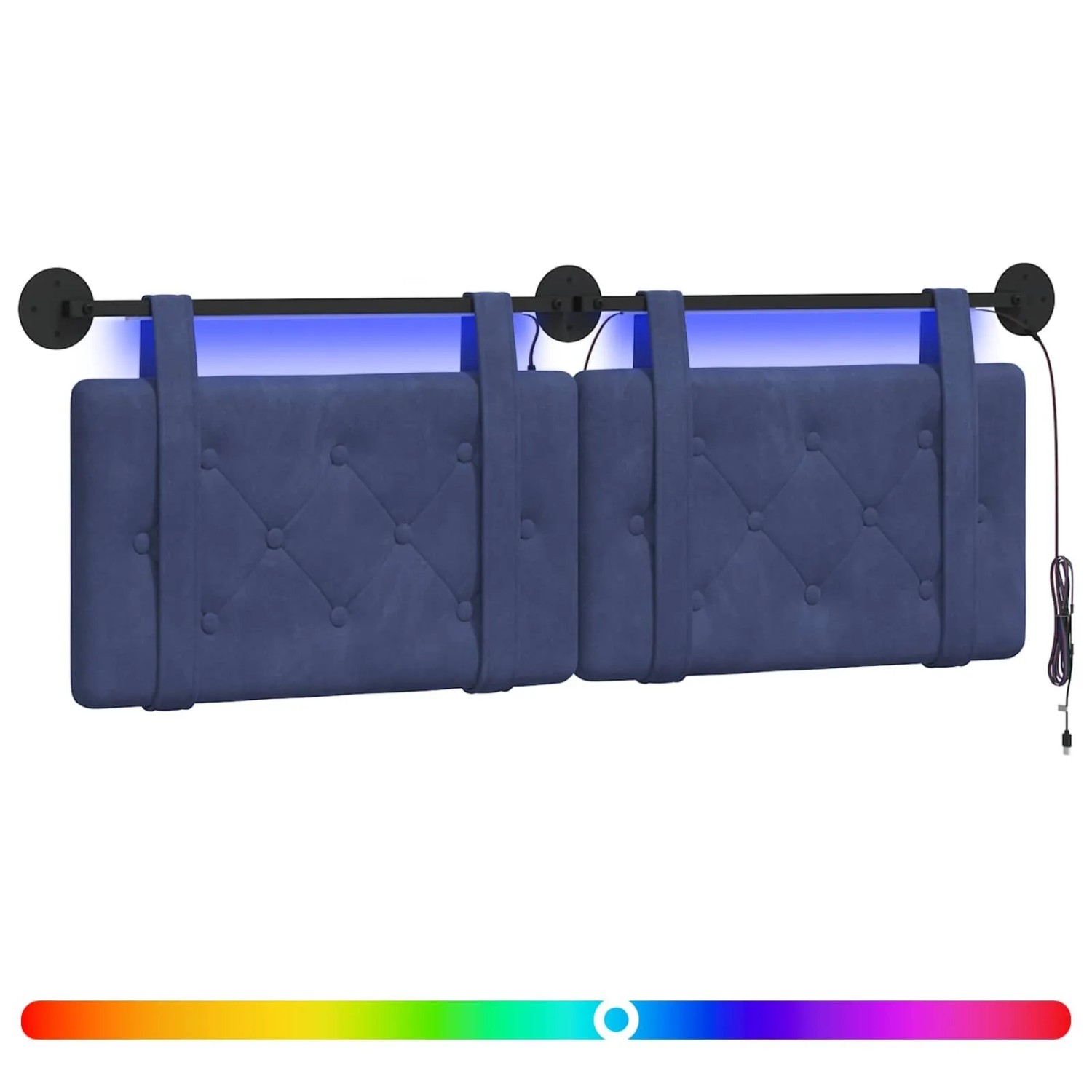 vidaXL Hängendes Kopfteil Mit LED Licht Polizeiblau Samt 3424150