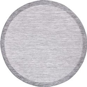 Grauer, runder Outdoor-Teppich „payé Sommer 70“ mit Karo-Gitter-Muster, 160x160 cm.