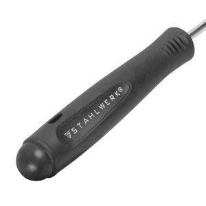 Detailaufnahme des STAHLWERK Hakenwerkzeug-Sets mit schwarzem, ergonomischem Griff.