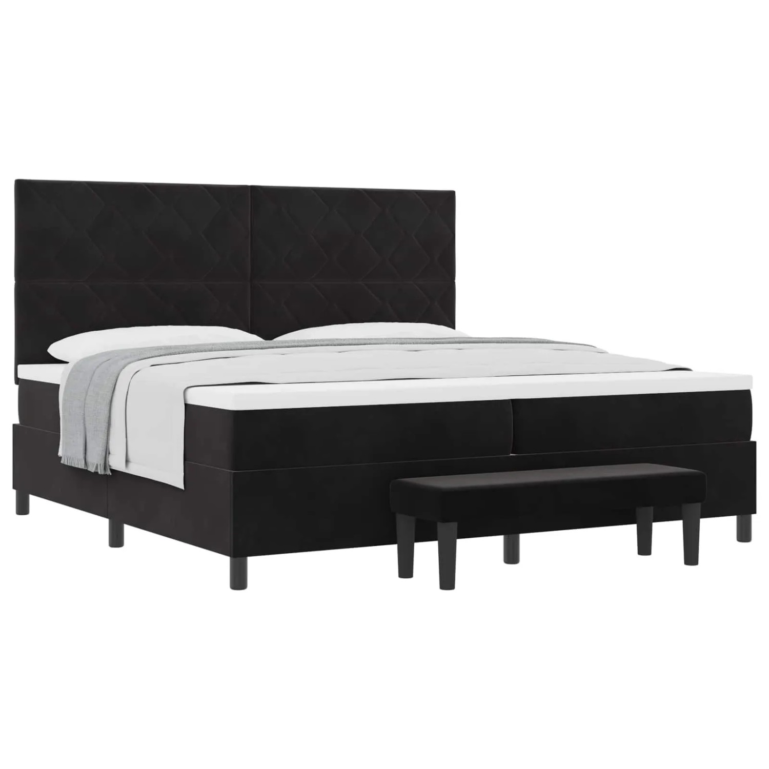 vidaXL Boxspringbett mit Matratze Schwarz 200 x 200 cm Samt 3344602