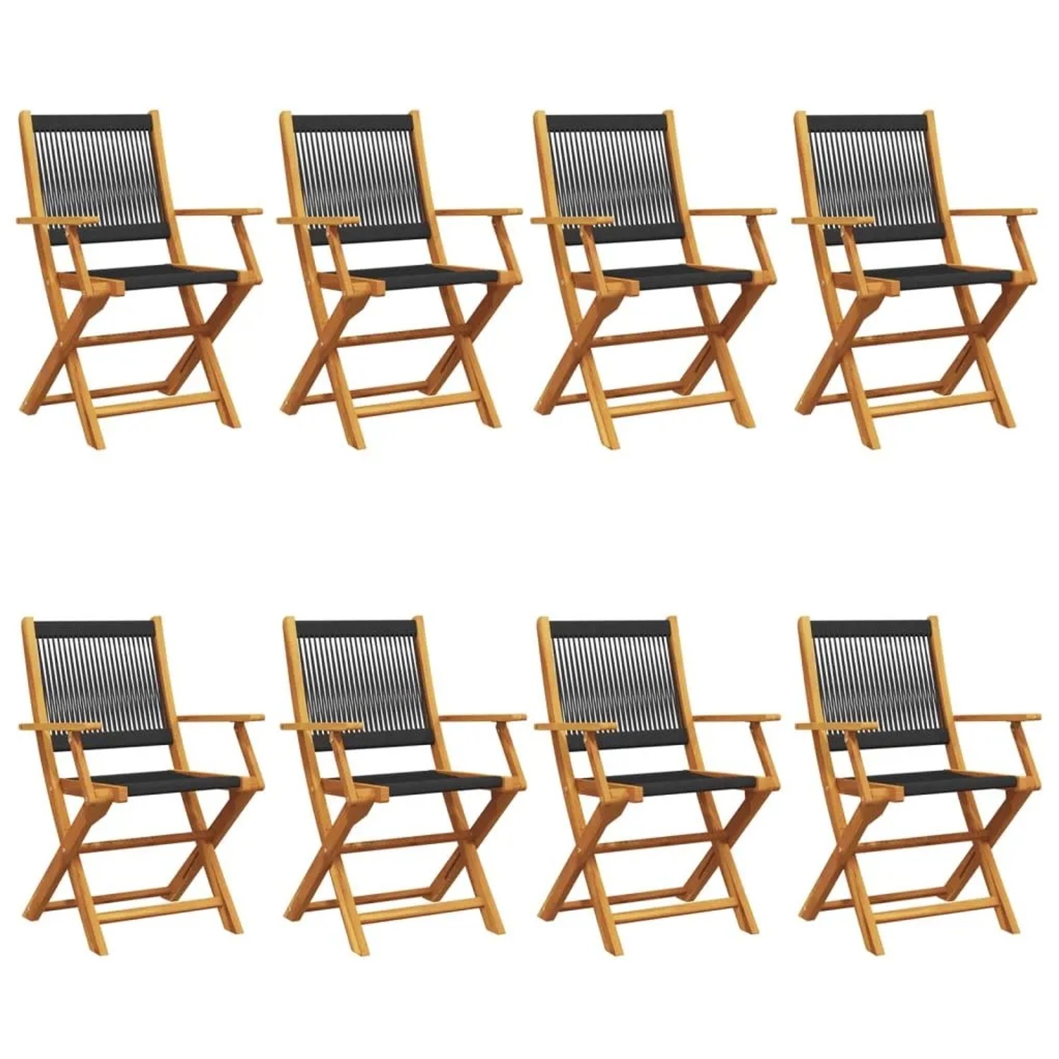 vidaXL Gartenstühle 8 Stk Klappbar Schwarz Massivholz Akazie 3214567 günstig online kaufen