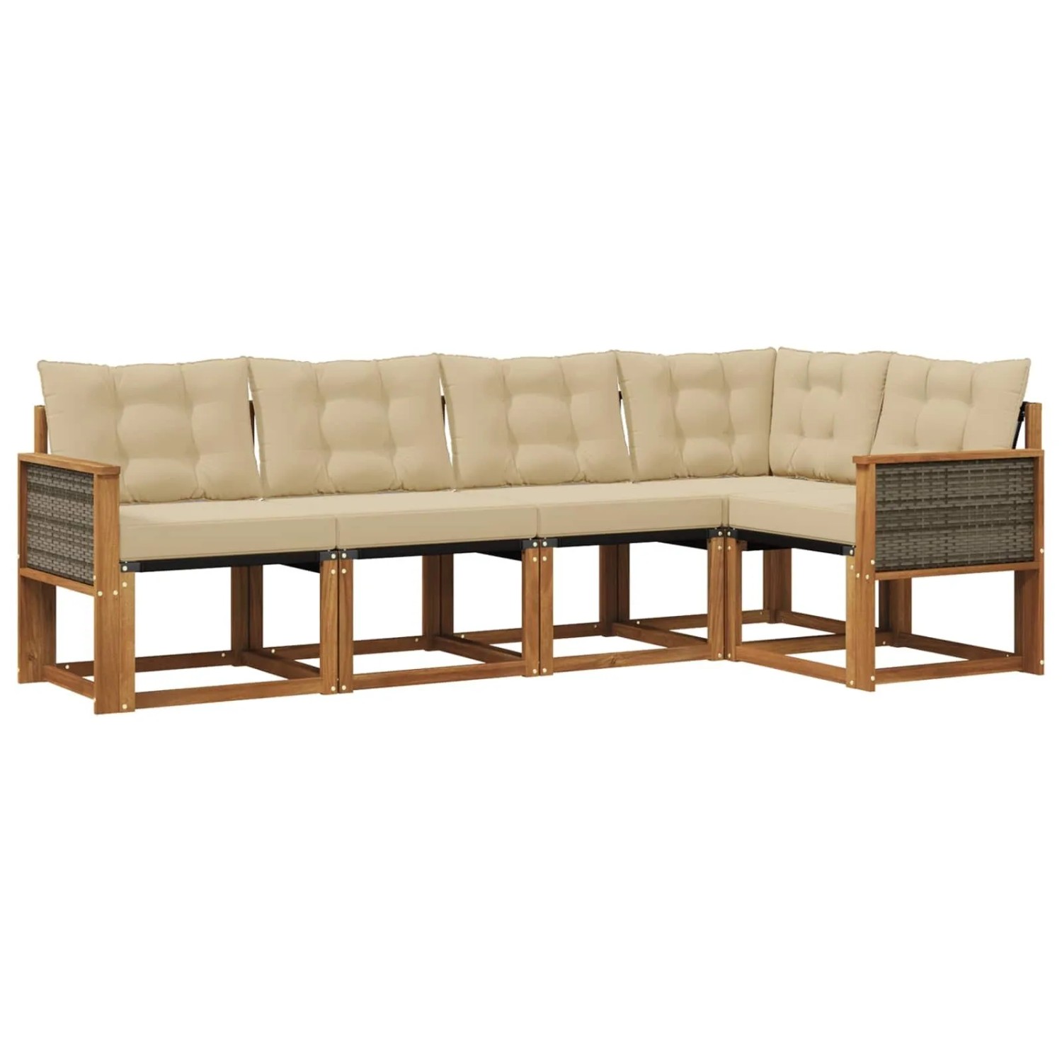 vidaXL Outdoor-Sofagarnitur mit Kissen 5 Stk Natur und Beige 3381949