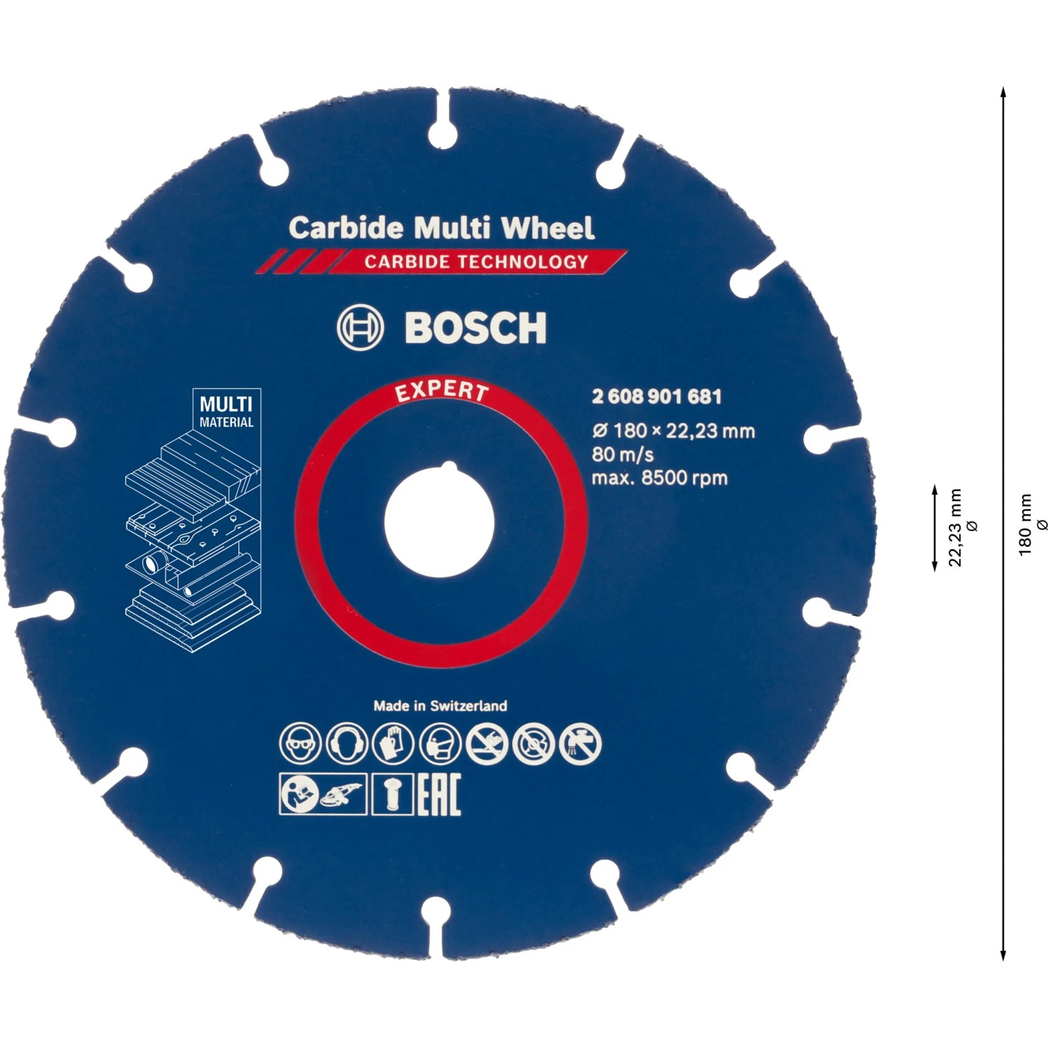 Bosch Expert Carbide Multi Wheel Trennscheibe, Ø 180 mm, für Winkelschleifer.