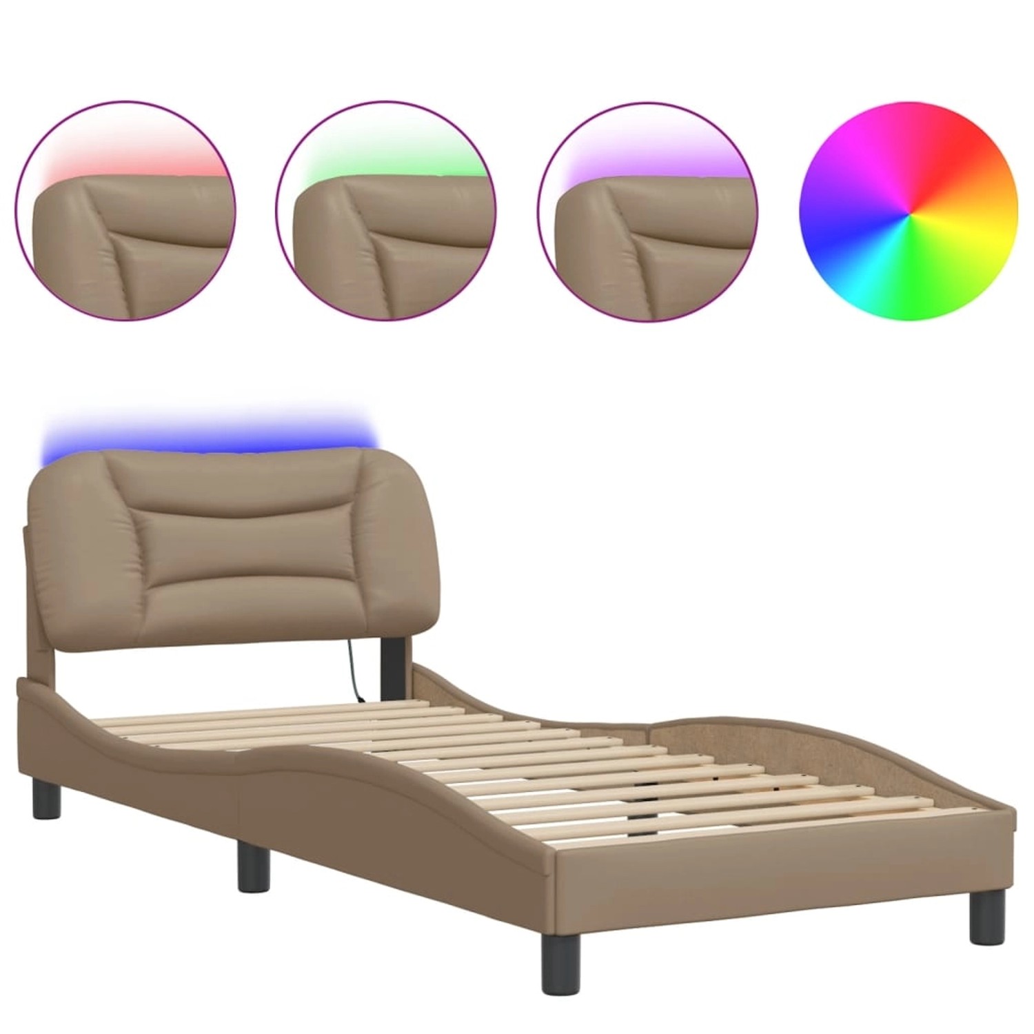 vidaXL Bettgestell mit LED ohne Matratze Hvar Cappuccino-Braun 80x200 cm Ku günstig online kaufen
