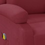 Detailansicht Massagesessel Weinrot Kunstleder mit Fernbedienung in Seitentasche.