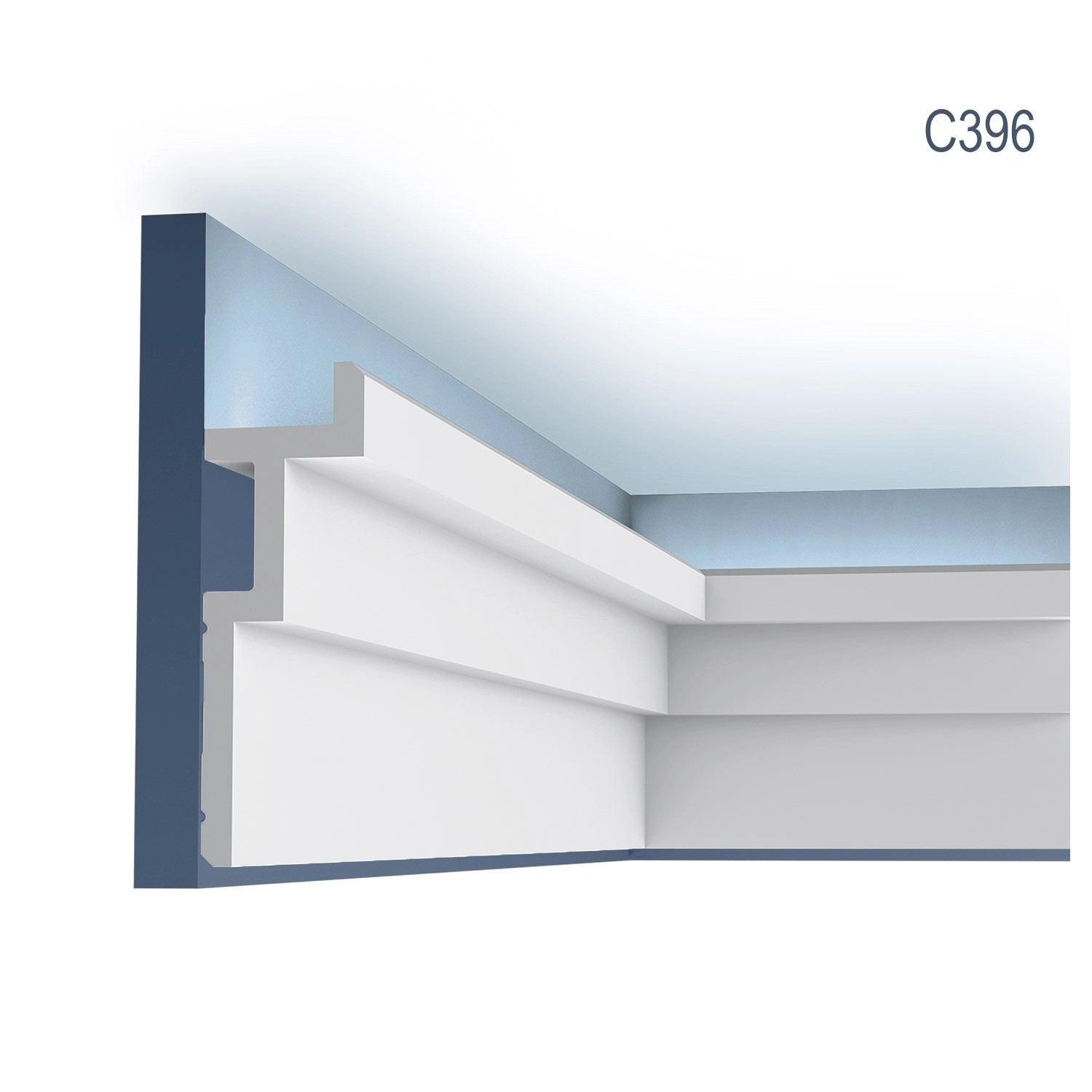 ORAC DECOR C396 Eckleiste für indirekte Beleuchtung, weiße Zierleiste aus Purotouch, 200cm