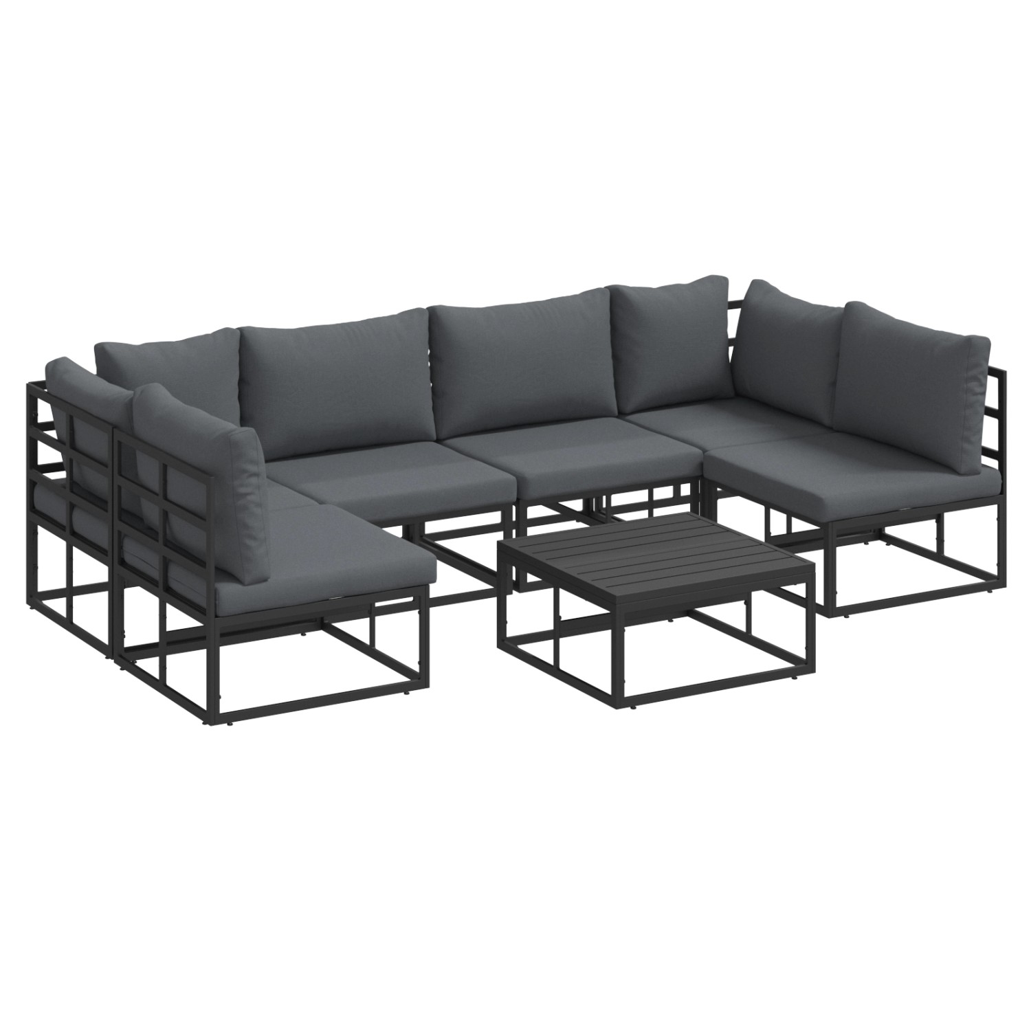 vidaXL Garten-Sofa-Set mit Kissen 7-Tlg Schwarz Aluminium 3378849 günstig online kaufen