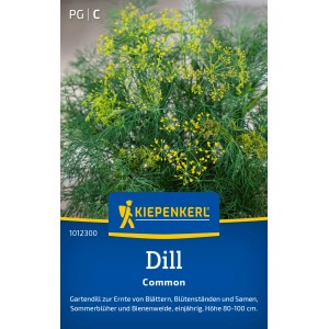Kiepenkerl Dill Common: Aromatische Dillpflanze mit gelben Blüten, ideal für Kräutergärten und Bienenweiden.