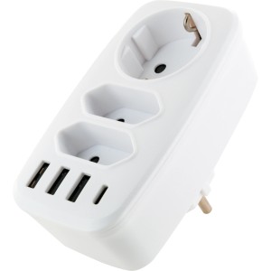 Schwaiger Adapter Schuko/Eurostecker mit USB-Anschlüssen, weiß, für Computer & Multimedia.