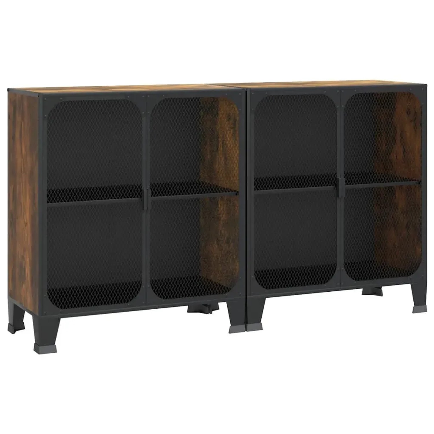 vidaXL Aufbewahrungsschränke 2 Stk Rustikal Braun 72x36x82 cm Metall und MDF