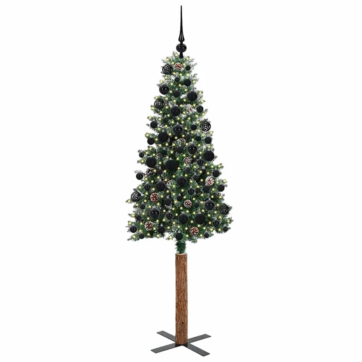 vidaXL Schlanker Weihnachtsbaum mit 300 LEDs Grün und Weiß 180 cm 3394900