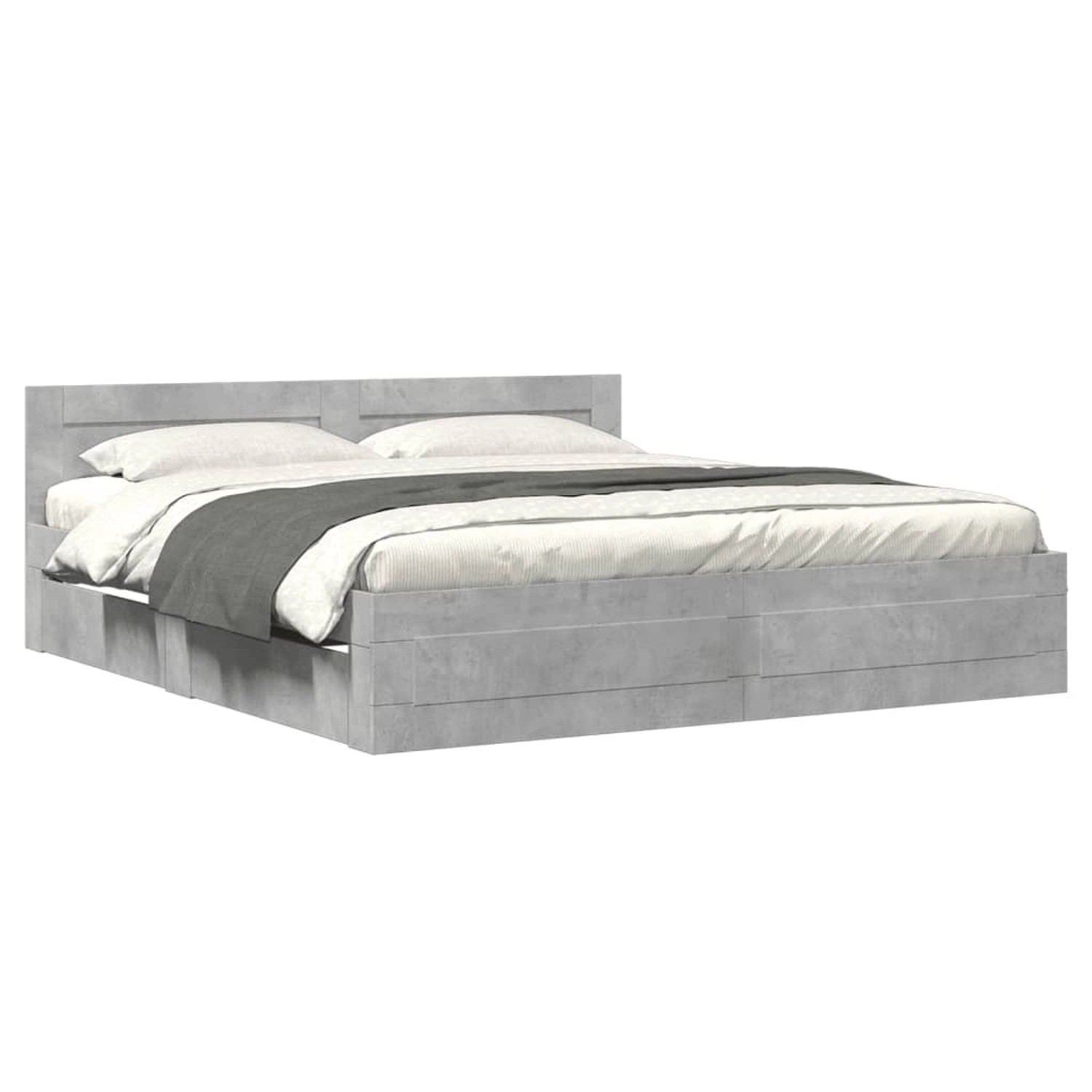 vidaXL Bettgestell mit Kopfteil Betongrau 200x200 cm Holzwerkstoff2108022 günstig online kaufen