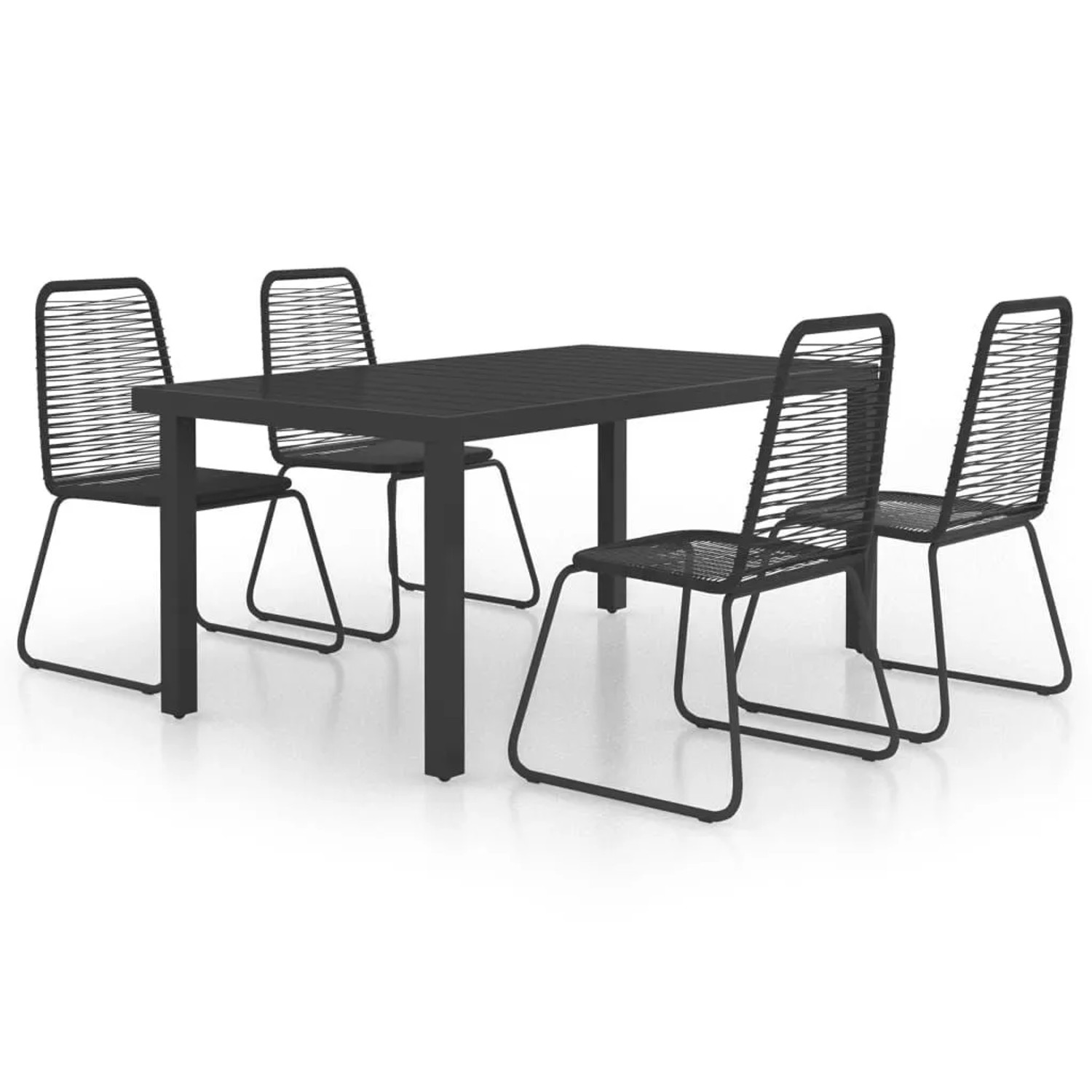 Furnicato Garten Essgruppe Schwarz Aluminium Wpc 150 X 90 X 74 Cm