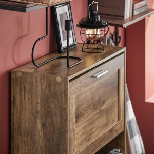 SoBuy Schuhkipper FSR137-L-F, Schuhschrank mit 3 Klappen in Braun. Schuhkommode für den Flur.