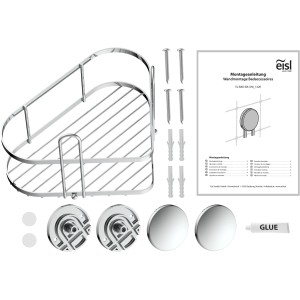 Eisl Duschregal Eckregal mit Montagezubehör zum Kleben oder Bohren.