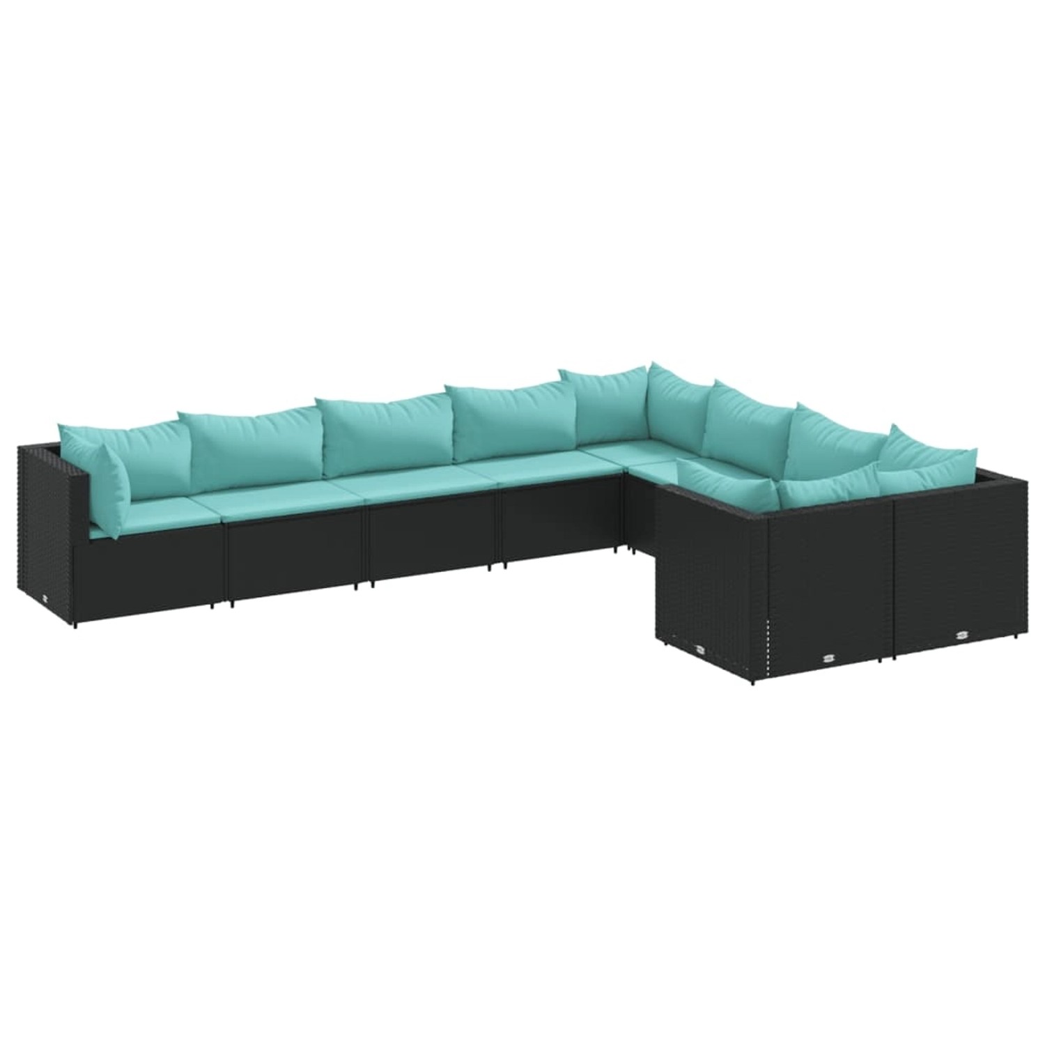 vidaXL 9-Tlg Garten-Sofagarnitur mit Kissen Schwarz Poly Rattan 3308316 günstig online kaufen