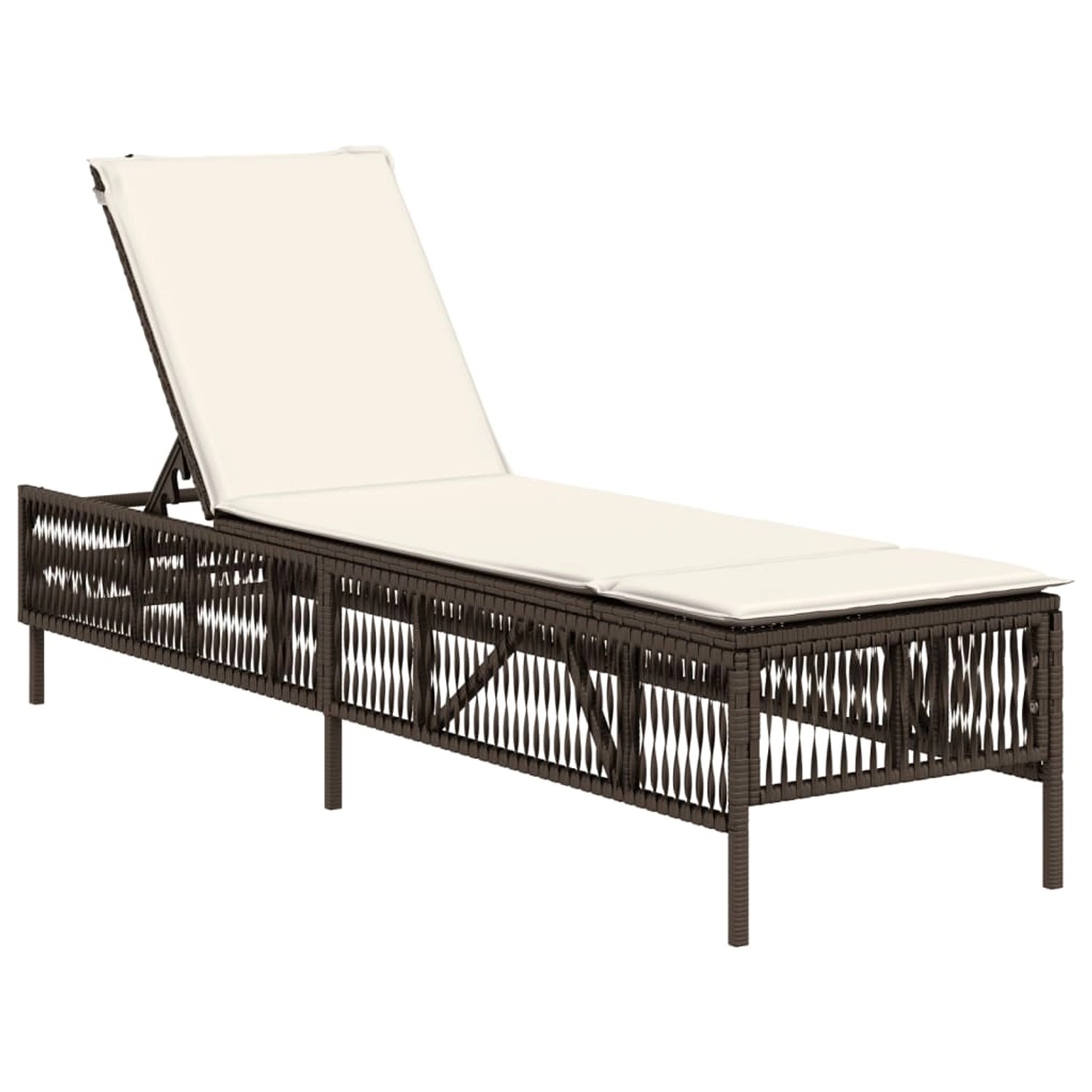 vidaXL Sonnenliege mit Auflage Braun Poly Rattan 4002738