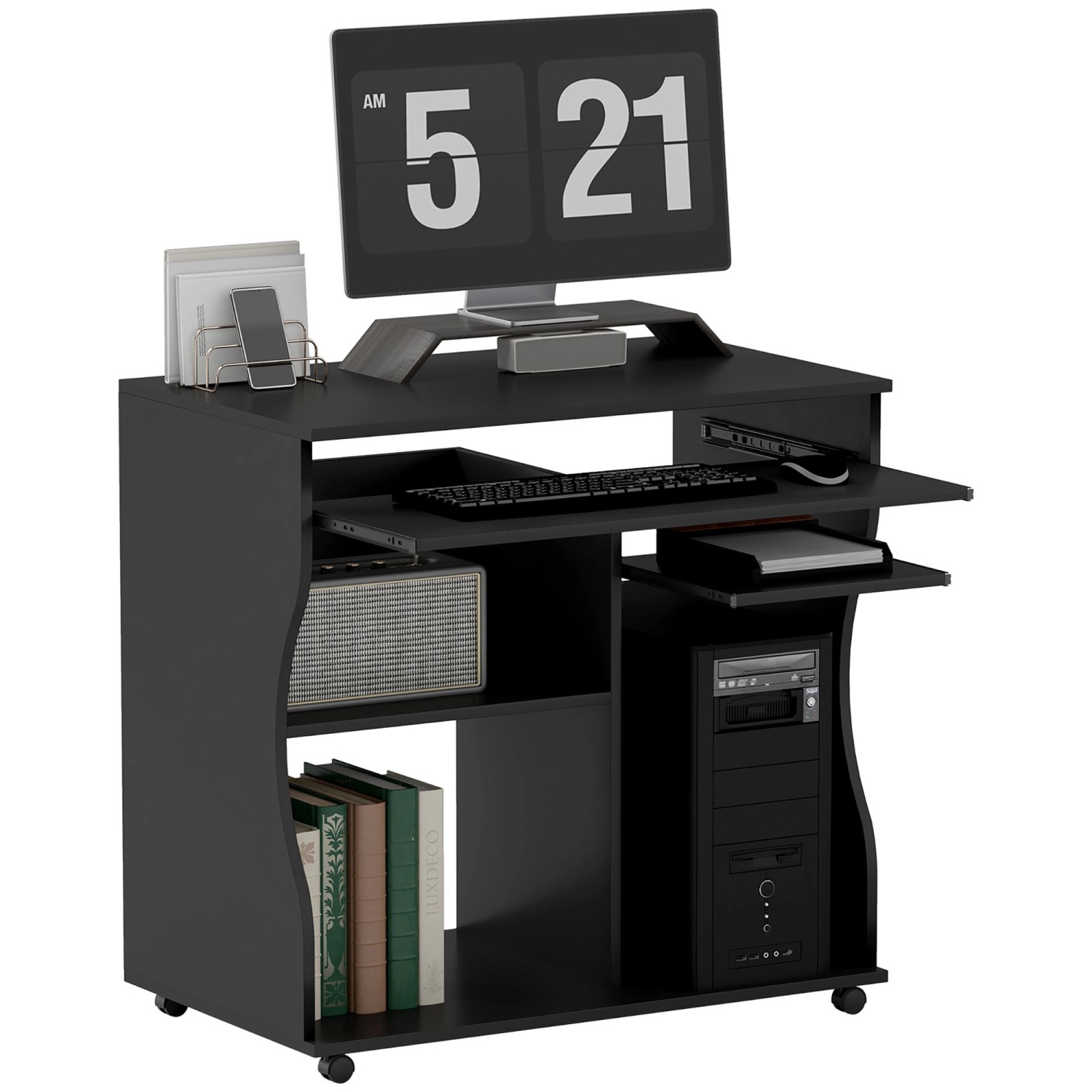 HOMCOM Computertisch  Spanplatte Kunststoff Schwarz 80L x 48B x 75H cm günstig online kaufen