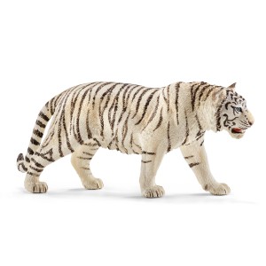 Schleich Wild Life Tiger, weiße Tiger Spielfigur mit schwarzen Streifen.
