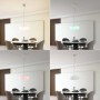 Smarte LED Pendelleuchte Bolti, weiß, dimmbar mit Leselampe über Esstisch in verschiedenen Farben.