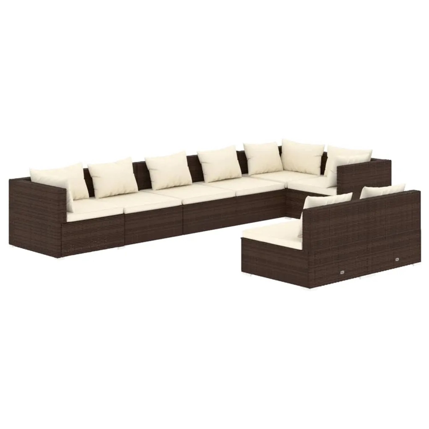 vidaXL 8-Tlg Garten-Lounge-Set mit Kissen Braun Poly Rattan 3102402 günstig online kaufen