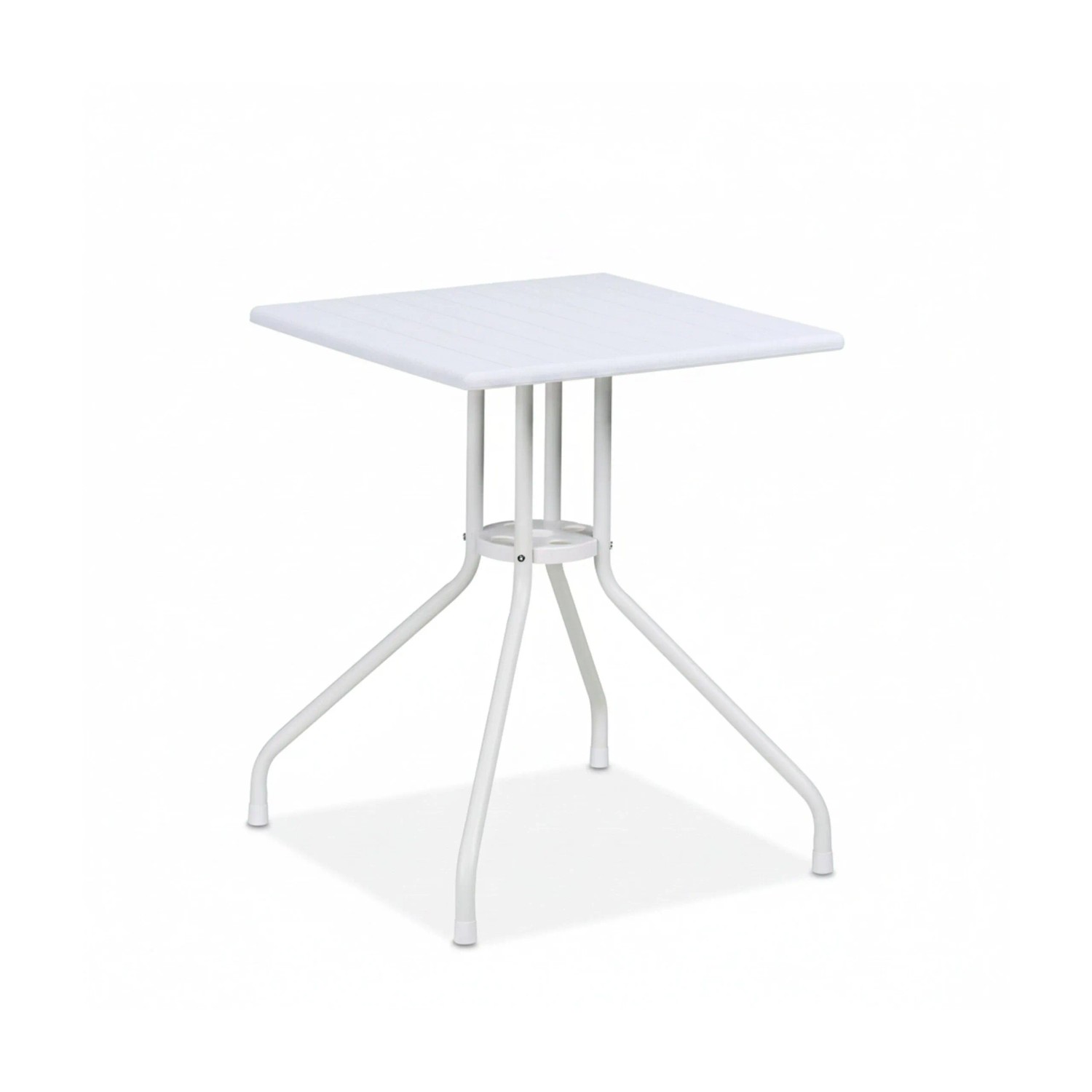 Relaxdays Gartentisch Kunststoff Stahl Weiß Holzoptik Quadratisch 73 cm x 62 cm x 62 cm 5,3 kg