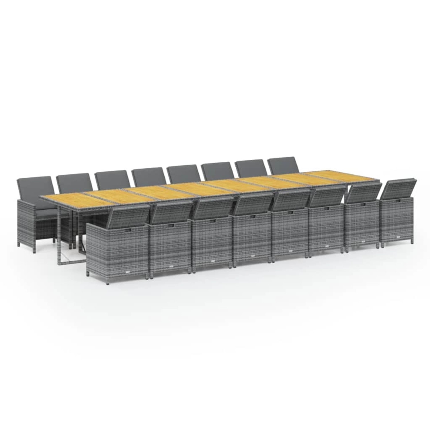 vidaXL 17-Tlg Garten-Essgruppe mit Kissen Grau Poly Rattan 3095686 günstig online kaufen