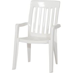 Weißer Sieger Palma Stapelsessel aus Kunststoff, ideal für den Garten.