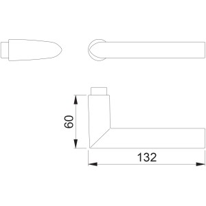 Technische Zeichnung Hoppe Griff Stockholm Aluminium, Türbeschlag mit Maßen.