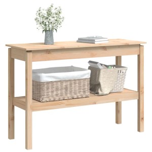 Heller Konsolentisch aus massivem Kiefernholz mit Ablage. Ideal als Beistelltisch für Flur oder Wohnzimmer.