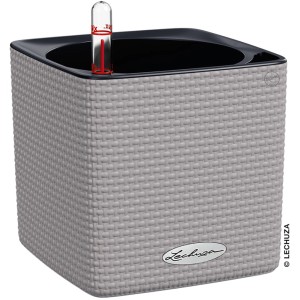 Lechuza Cube Color 16 Pflanzgefäß in Schiefergrau, 17x17cm, mit Bewässerungsanzeige.