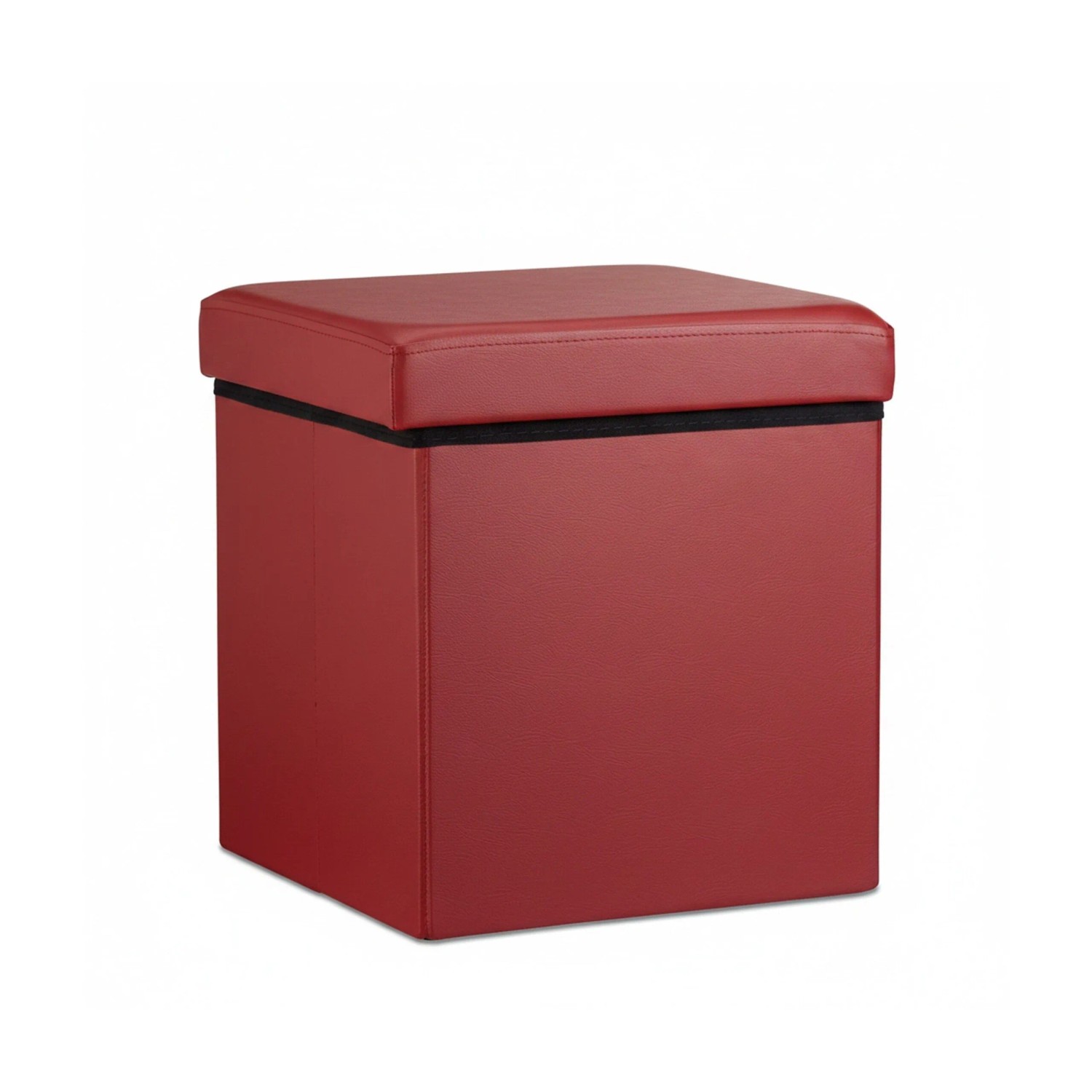 Relaxdays Sitzhocker Kunstleder Dunkelrot Faltbar 38 cm x 38 cm x 38 cm 2,5 kg