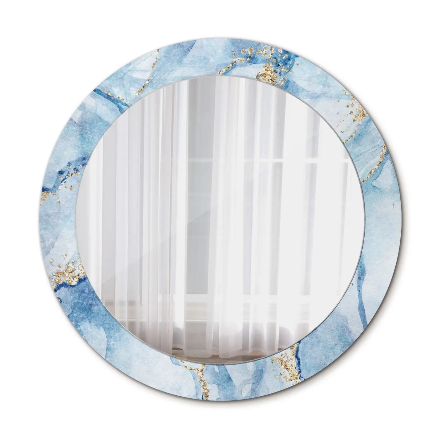 Tulup Spiegel mit Aufdruck Blauer Marmor Runder Spiegel mit 70x70 cm Dekora günstig online kaufen