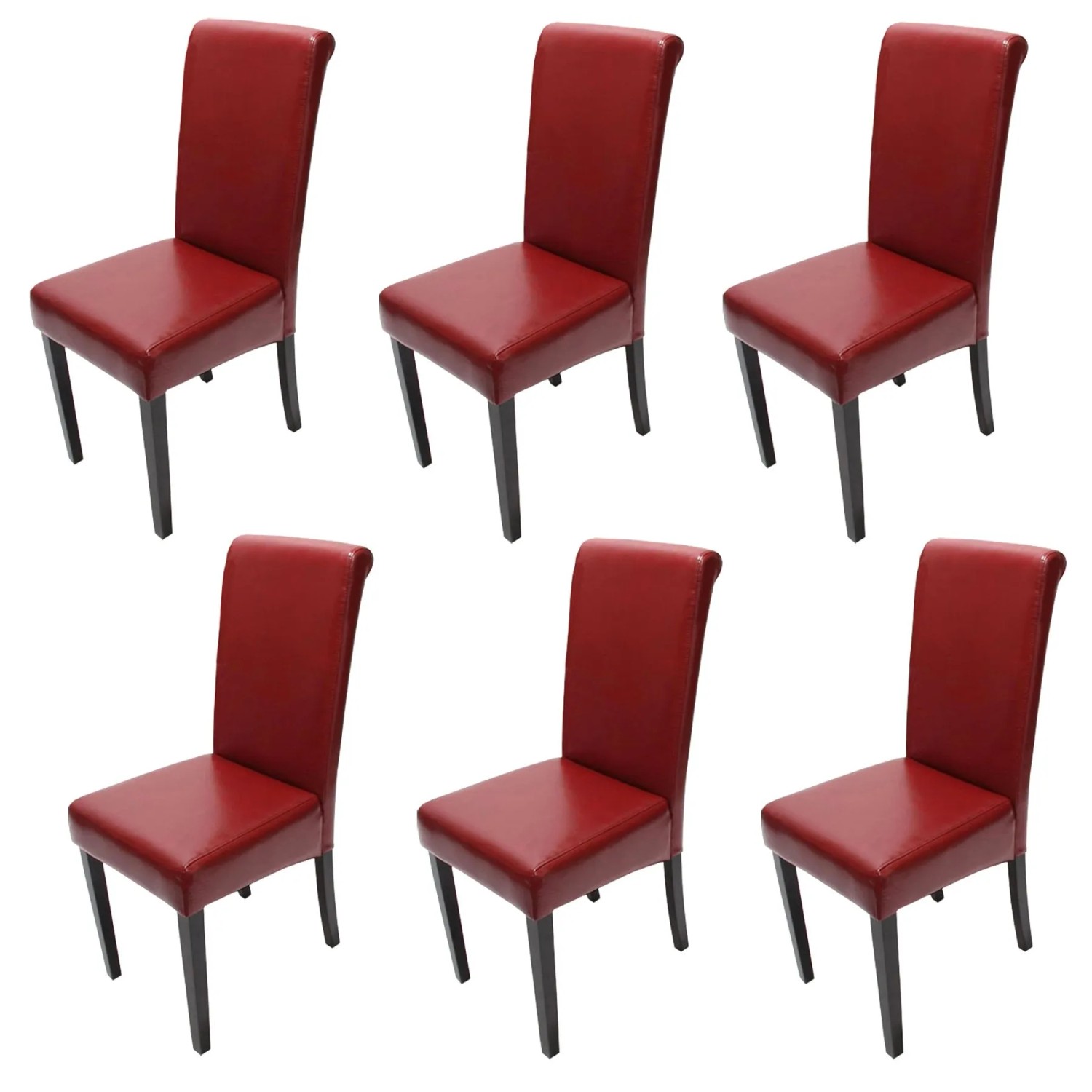 CHEFGASTRO Esszimmerstuhl 6er-Set99x41x60cm Sitzhöhe 47cm Leder Rot Dunkle Beine