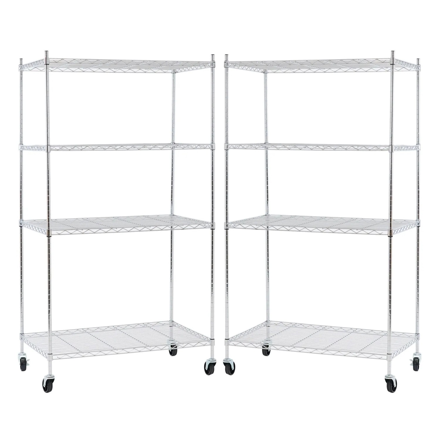 PROREGAL Mega Deal 2X Gitterregal HADES Mit Rollen & 4 Gitterböden Metall 160x90x60cm Fachlast 75kg Metallregal Chrom  Silber Küchenregal Aufbewahrung