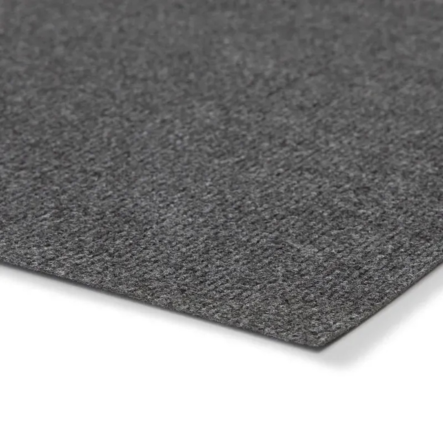Dunkelgrauer KARAT Messeteppich Sintra, gerippte Oberfläche, auf Maß zugeschnitten.