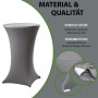 Anthrazitfarbene Stretch-Stehtischhusse für Tische 60-80cm. 5er Set, bügelfrei, strapazierfähig. Ideal für Events.