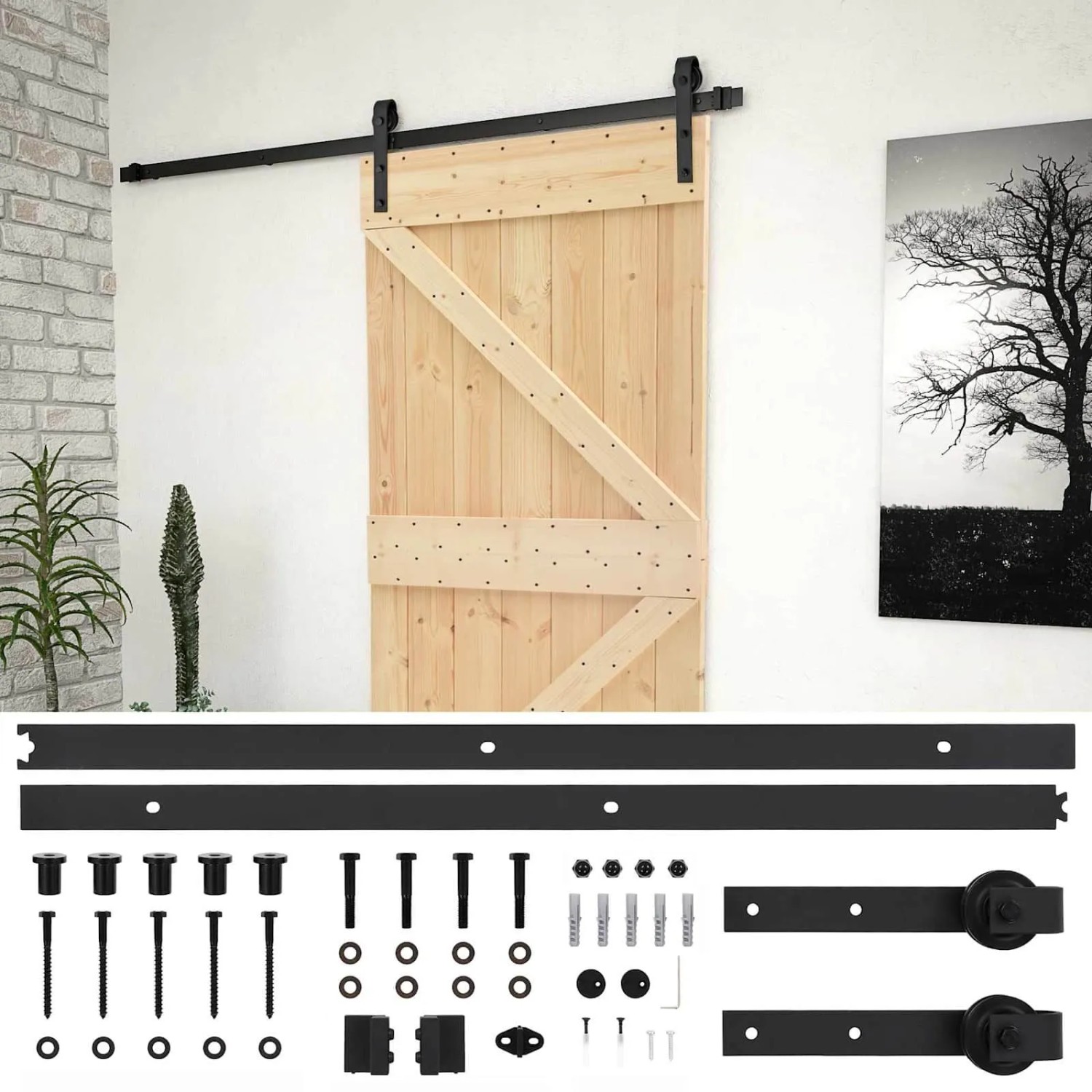 vidaXL Schiebetür Natur und Schwarz 80 x 210 cm 3444855