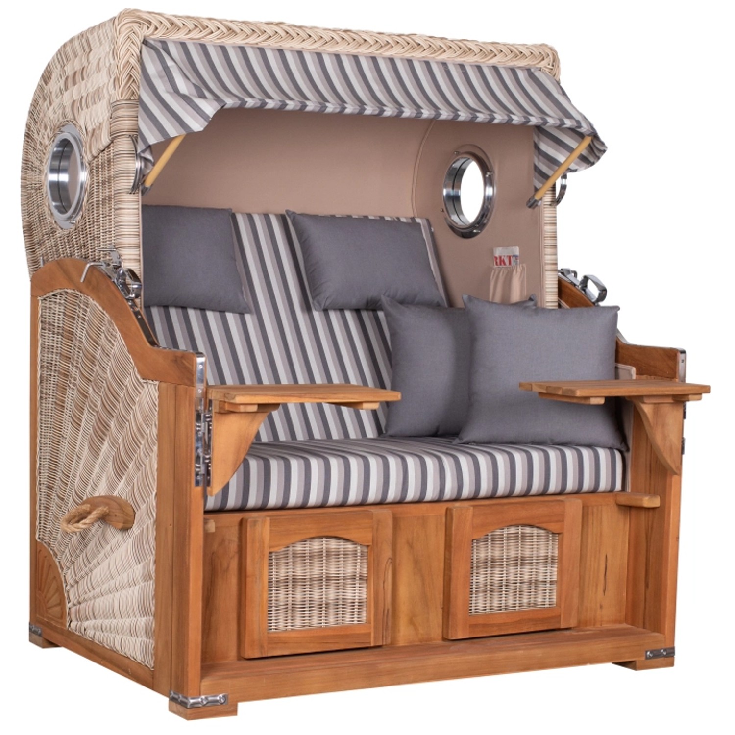 GarWoh Strandkorb Rantum Grande Teak PE Shell Dessin 545 kaufen bei OBI