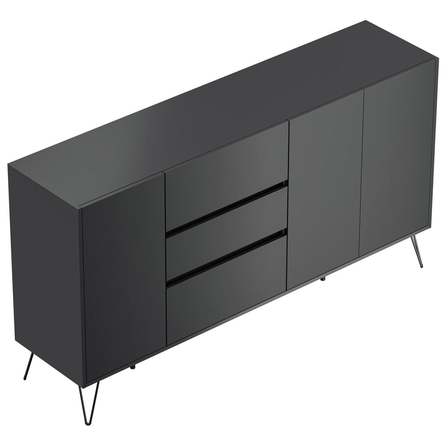 Posseik Sideboard Industrial Q 3 Schubladen 3 Türen 180 cm Grafit günstig online kaufen