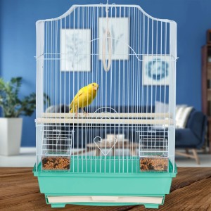 Relaxdays Vogelkäfig Stahl Grün mit Sitzstangen 49,5 cm x 35 cm x 32 cm 1,5 kg