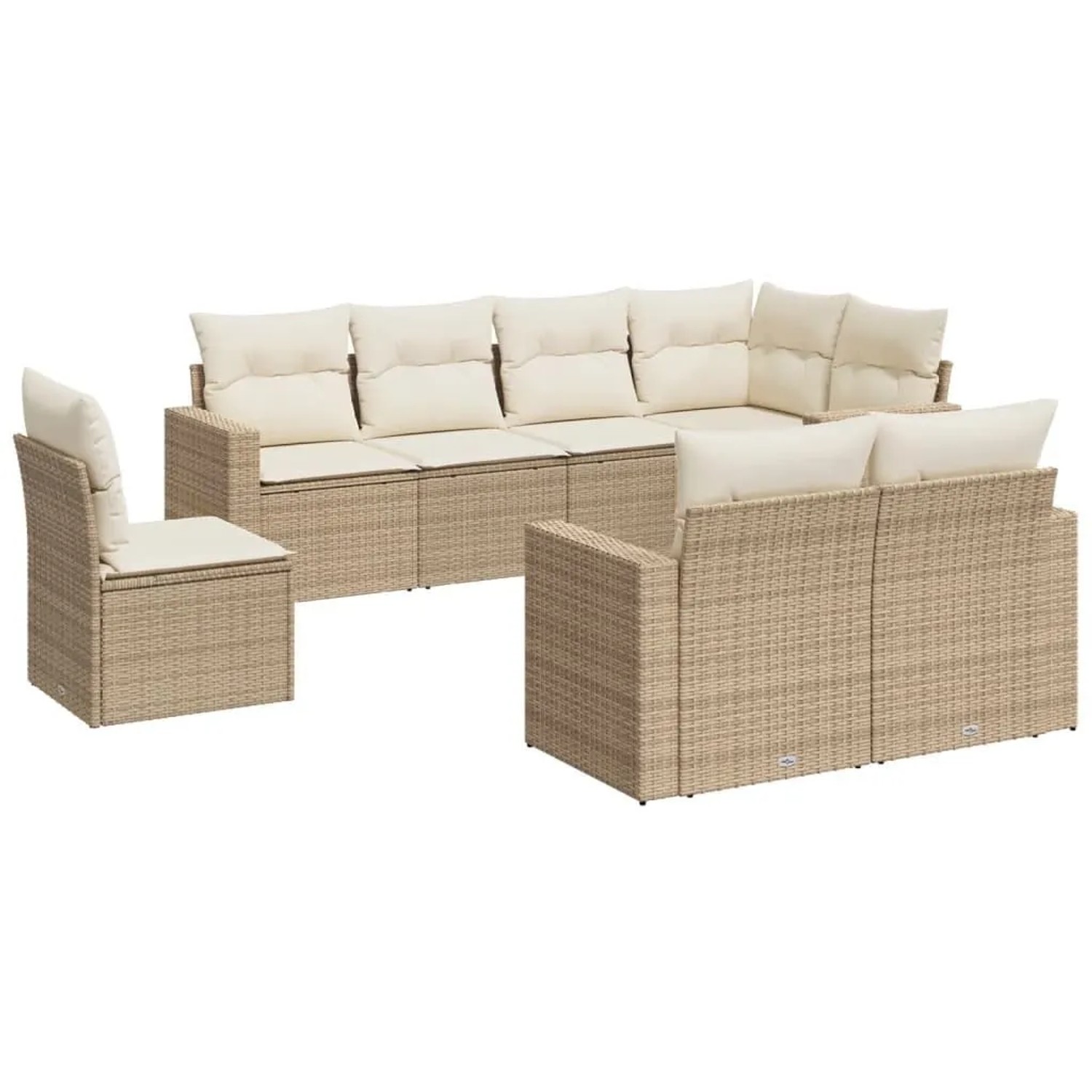 vidaXL 8-Tlg Garten-Sofagarnitur mit Kissen Beige Poly Rattan 3251575