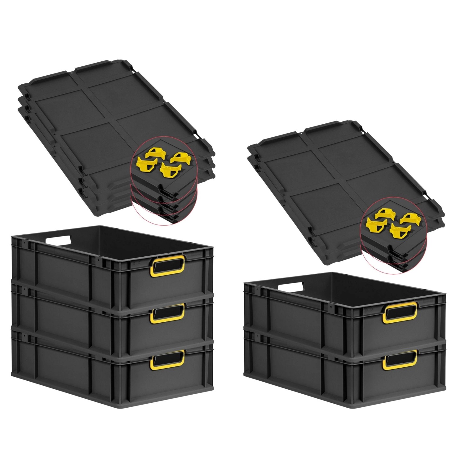 PROREGAL SuperSparSet 5x Eurobox Nextgen Color Mit Auflagedeckel HxBxT 17x4 günstig online kaufen