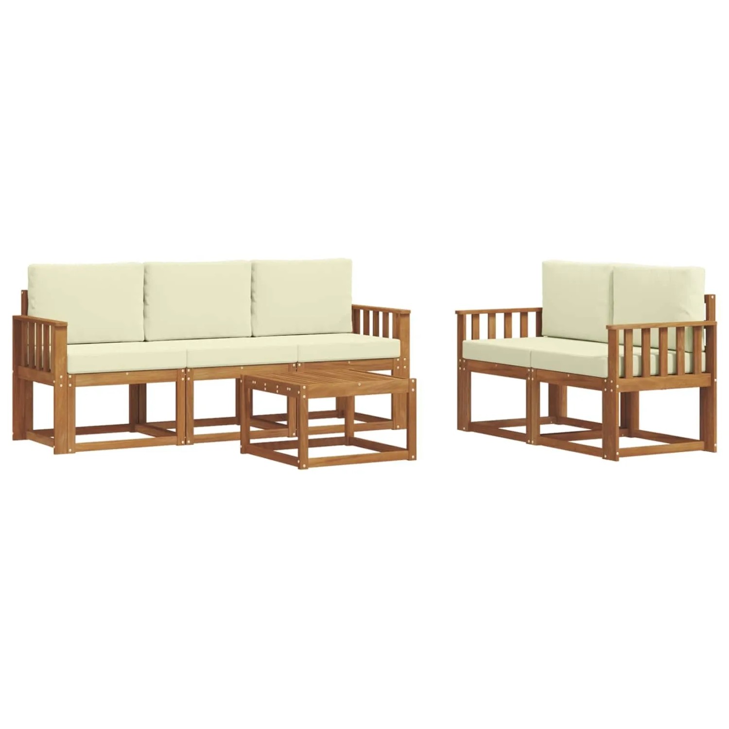 vidaXL Outdoor-Sofagarnitur mit Kissen 6 Stk Natur und Creme 3366003