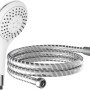 Handbrause-Set Broadway in Chrom-Weiß mit Brauseschlauch. Fünf Strahlarten und Antikalk-Noppen.