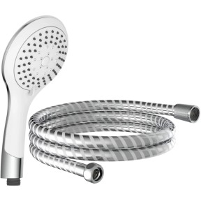 WHSHOWER Handbrause-Set – Mit Halterung & Schlauch, Hochdruck, Metall/Chrom, Medizinische Silikondüsen