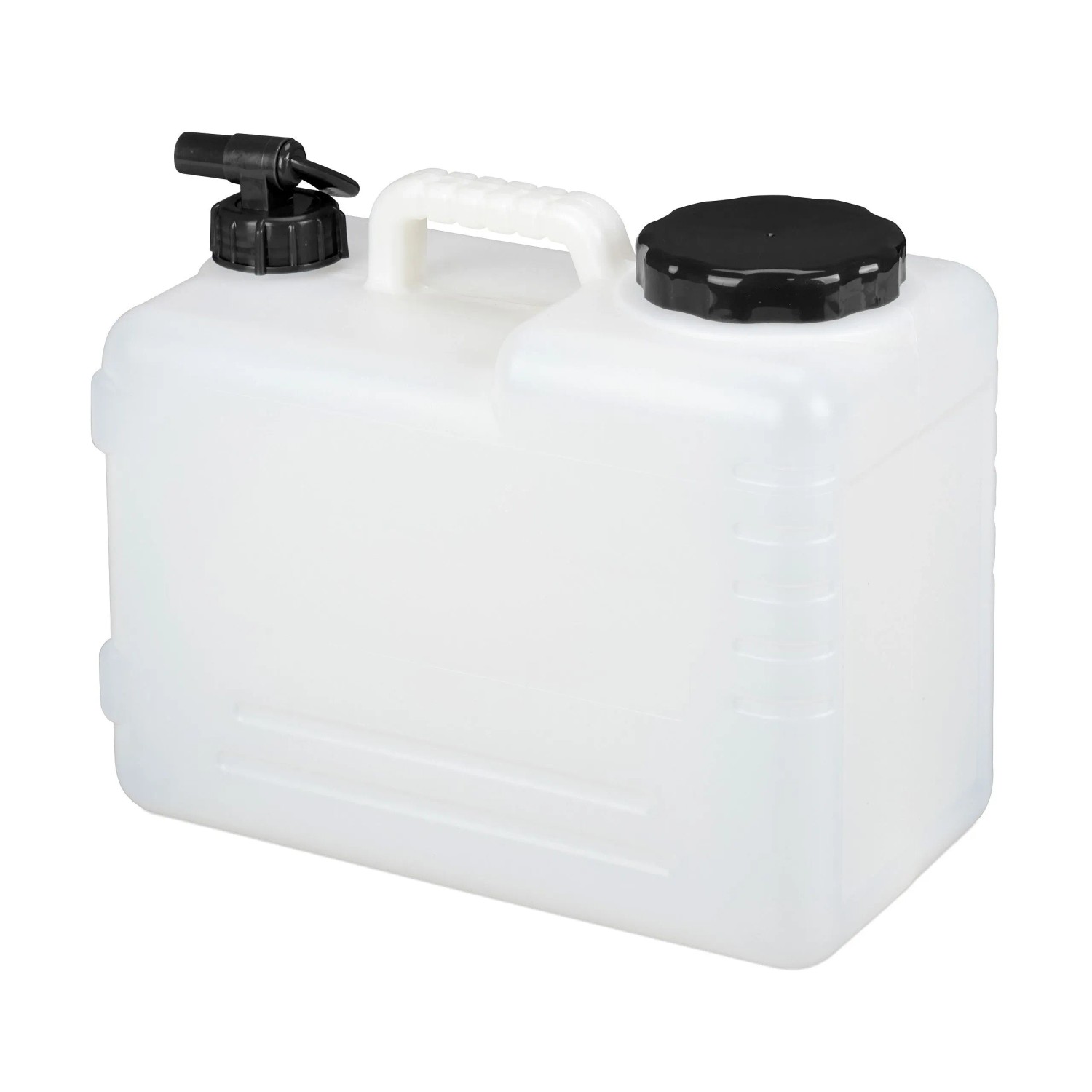 Relaxdays Wasserkanister Kunststoff Weiß Mit Hahn Drehbar 15, 36 cm x 19 cm x 29 cm 0,6 kg
