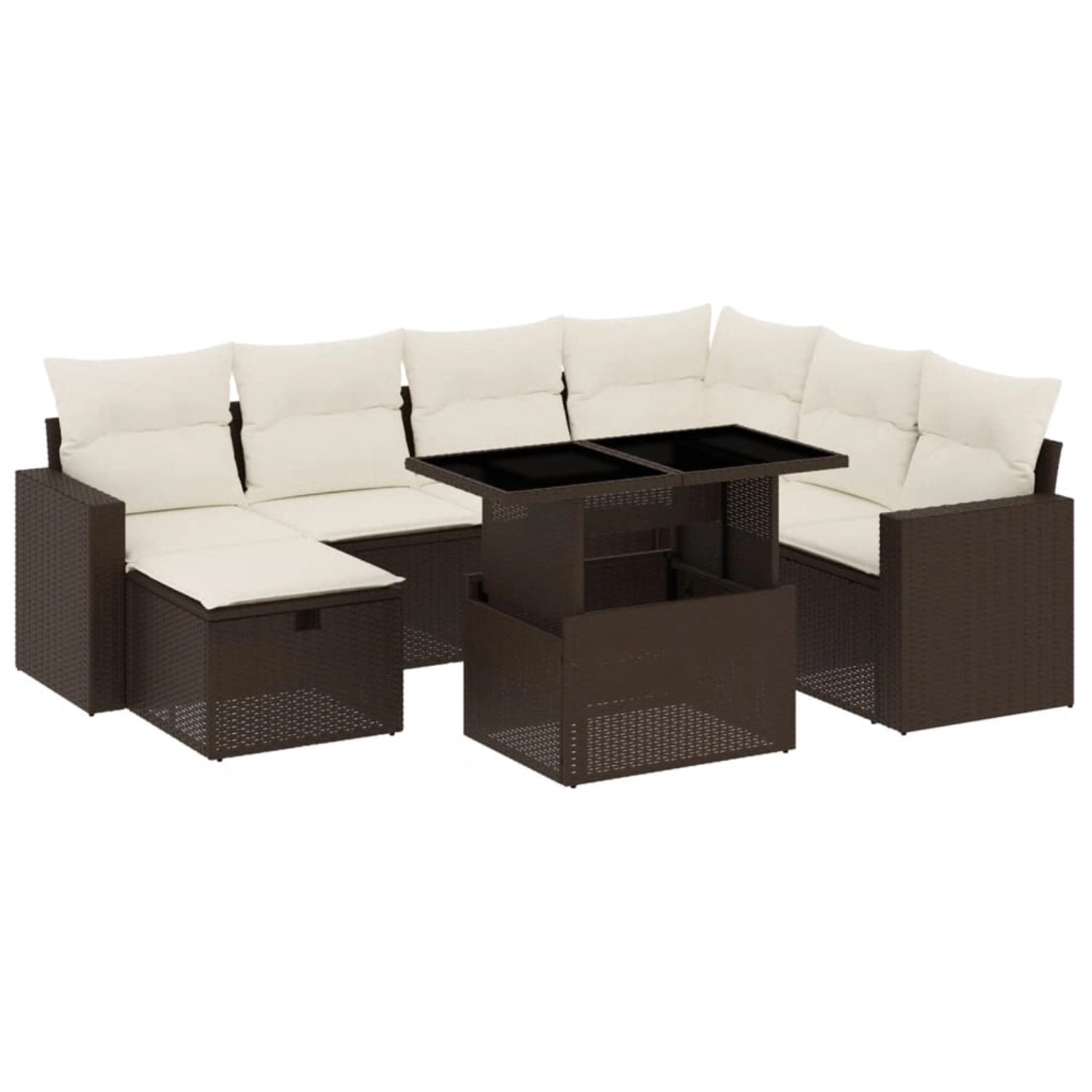 vidaXL 8-Tlg Garten-Sofagarnitur mit Kissen Braun Poly Rattan 3274843 günstig online kaufen